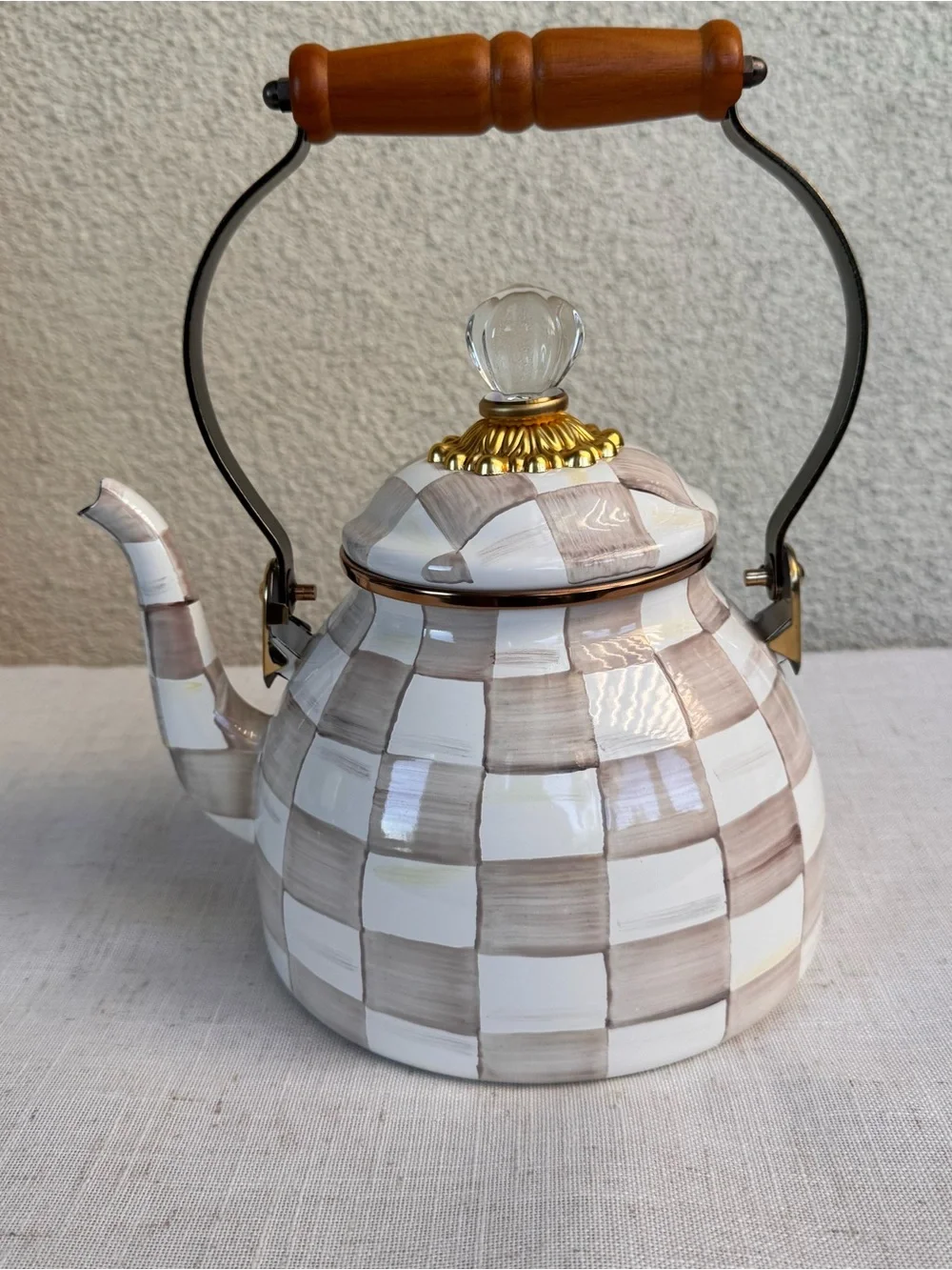 MacKenzie-Childs Mocha Check 2-Qt. Tea Kettle